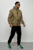 Купить Куртка спортивная мужская весенняя с капюшоном горчичного цвета 7335G, фото 10