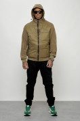 Купить Куртка спортивная мужская весенняя с капюшоном горчичного цвета 7335G, фото 12