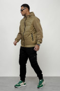 Купить Куртка спортивная мужская весенняя с капюшоном горчичного цвета 7335G, фото 9