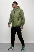Купить Куртка спортивная мужская весенняя с капюшоном зеленого цвета 7335Z, фото 11