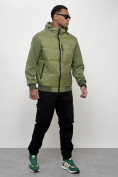 Купить Куртка спортивная мужская весенняя с капюшоном зеленого цвета 7335Z, фото 12