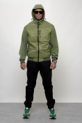 Купить Куртка спортивная мужская весенняя с капюшоном зеленого цвета 7335Z, фото 15