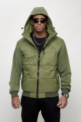 Купить Куртка спортивная мужская весенняя с капюшоном зеленого цвета 7335Z, фото 14