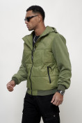 Купить Куртка спортивная мужская весенняя с капюшоном зеленого цвета 7335Z, фото 2
