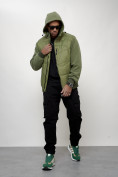Купить Куртка спортивная мужская весенняя с капюшоном зеленого цвета 7335Z, фото 8
