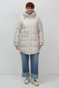 Купить Куртка зимняя женская с капюшоном модная бежевого цвета 7341B, фото 9