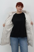 Купить Куртка зимняя женская с капюшоном модная бежевого цвета 7341B, фото 22