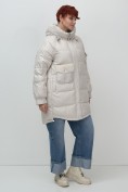 Купить Куртка зимняя женская с капюшоном модная бежевого цвета 7341B, фото 10
