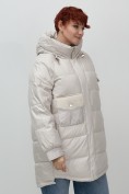 Купить Куртка зимняя женская с капюшоном модная бежевого цвета 7341B, фото 17