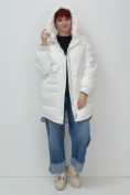 Купить Куртка зимняя женская с капюшоном модная белого цвета 7341Bl, фото 23