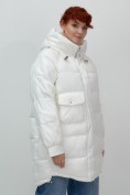 Купить Куртка зимняя женская с капюшоном модная белого цвета 7341Bl, фото 10