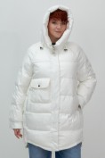 Купить Куртка зимняя женская с капюшоном модная белого цвета 7341Bl, фото 17