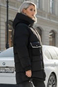 Купить Куртка зимняя женская с капюшоном модная черного цвета 7341Ch, фото 3