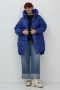 Купить Куртка зимняя женская с капюшоном модная синего цвета 7341S, фото 23