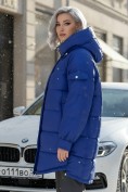 Купить Куртка зимняя женская с капюшоном модная синего цвета 7341S, фото 3