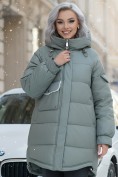 Купить Куртка зимняя женская с капюшоном модная зеленого цвета 7341Z, фото 2