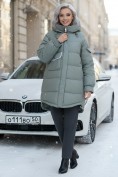 Купить Куртка зимняя женская с капюшоном модная зеленого цвета 7341Z