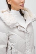 Купить Куртка зимняя женская из овчина стильная и модная бежевого цвета 7348B, фото 14
