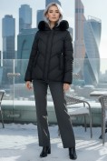 Купить Куртка зимняя женская из овчина стильная и модная черного цвета 7348Ch, фото 4