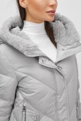Купить Куртка зимняя женская из овчина стильная и модная серого цвета 7348Sr, фото 17