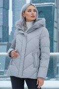 Купить Куртка зимняя женская из овчина стильная и модная серого цвета 7348Sr