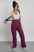 Купить Полукомбинезон с высокой посадкой женский зимний темно-фиолетового цвета 7399TF, фото 2