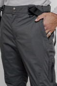 Купить Полукомбинезон утепленный мужской зимний горнолыжный темно-серого цвета 7431TC, фото 15