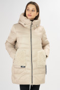 Купить Куртка зимняя big size бежевого цвета 7519B, фото 5
