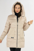 Купить Куртка зимняя big size бежевого цвета 7519B, фото 6