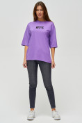 Купить Женские футболки с надписями фиолетового цвета 76017F