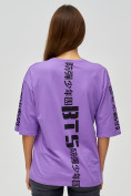 Купить Женские футболки с надписями фиолетового цвета 76017F, фото 4