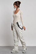 Купить Полукомбинезон утепленный женский зимний горнолыжный белого цвета 7601Bl, фото 16
