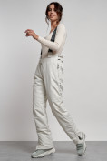 Купить Полукомбинезон утепленный женский зимний горнолыжный белого цвета 7601Bl, фото 2