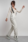 Купить Полукомбинезон утепленный женский зимний горнолыжный белого цвета 7601Bl, фото 3