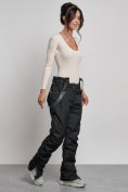 Купить Полукомбинезон утепленный женский зимний горнолыжный черного цвета 7601Ch, фото 6