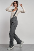 Купить Полукомбинезон утепленный женский зимний горнолыжный серого цвета 7601Sr, фото 20