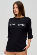 Купить Женские футболки с надписями черного цвета 76025Ch, фото 3