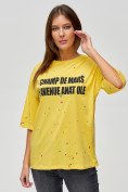 Купить Женские футболки с надписями желтого цвета 76029J, фото 4