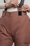 Купить Полукомбинезон утепленный женский зимний горнолыжный коричневого цвета 7602K, фото 11