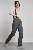 Купить Полукомбинезон утепленный женский зимний горнолыжный серого цвета 7602Sr, фото 3