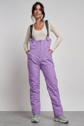 Купить Полукомбинезон с высокой посадкой женский зимний фиолетового цвета 7605F, фото 3