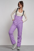 Купить Полукомбинезон с высокой посадкой женский зимний фиолетового цвета 7605F, фото 4