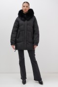Купить Куртка зимняя женская с мехом и капюшоном тренд черного цвета 7608Ch, фото 19