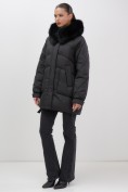 Купить Куртка зимняя женская с мехом и капюшоном тренд черного цвета 7608Ch, фото 20