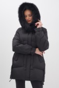 Купить Куртка зимняя женская с мехом и капюшоном тренд черного цвета 7608Ch, фото 23