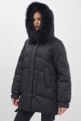 Купить Куртка зимняя женская с мехом и капюшоном тренд черного цвета 7608Ch, фото 24