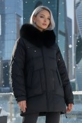 Купить Куртка зимняя женская с мехом и капюшоном тренд черного цвета 7608Ch, фото 2