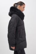 Купить Куртка зимняя женская с мехом и капюшоном тренд черного цвета 7608Ch, фото 11