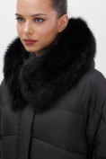 Купить Куртка зимняя женская с мехом и капюшоном тренд черного цвета 7608Ch, фото 13