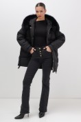 Купить Куртка зимняя женская с мехом и капюшоном тренд черного цвета 7608Ch, фото 16